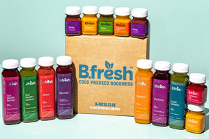 B.fresh build your own box. Full range of 250ml cold-pressed juices & 70ml shots with delivery box
